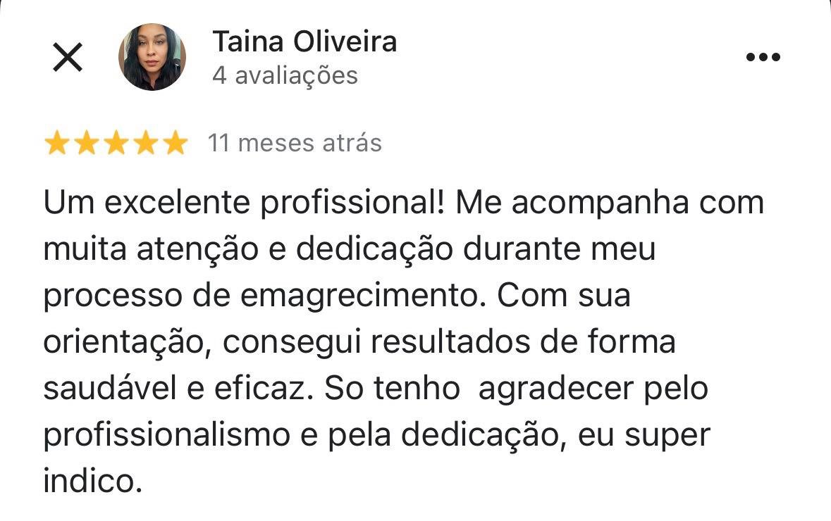 Avaliação de paciente no Google