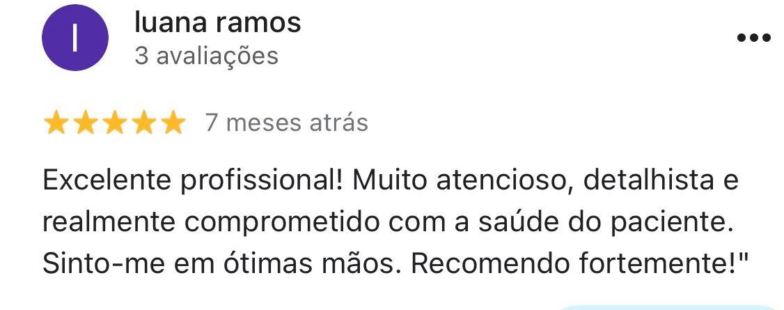 Avaliação de paciente no Google