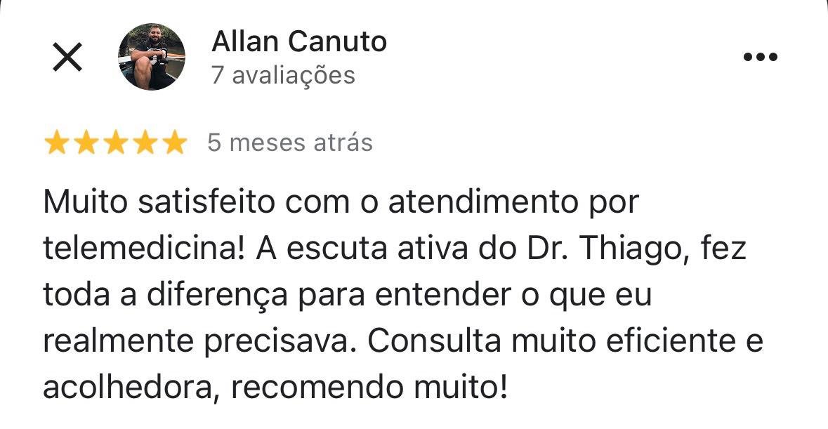 Avaliação de paciente no Google