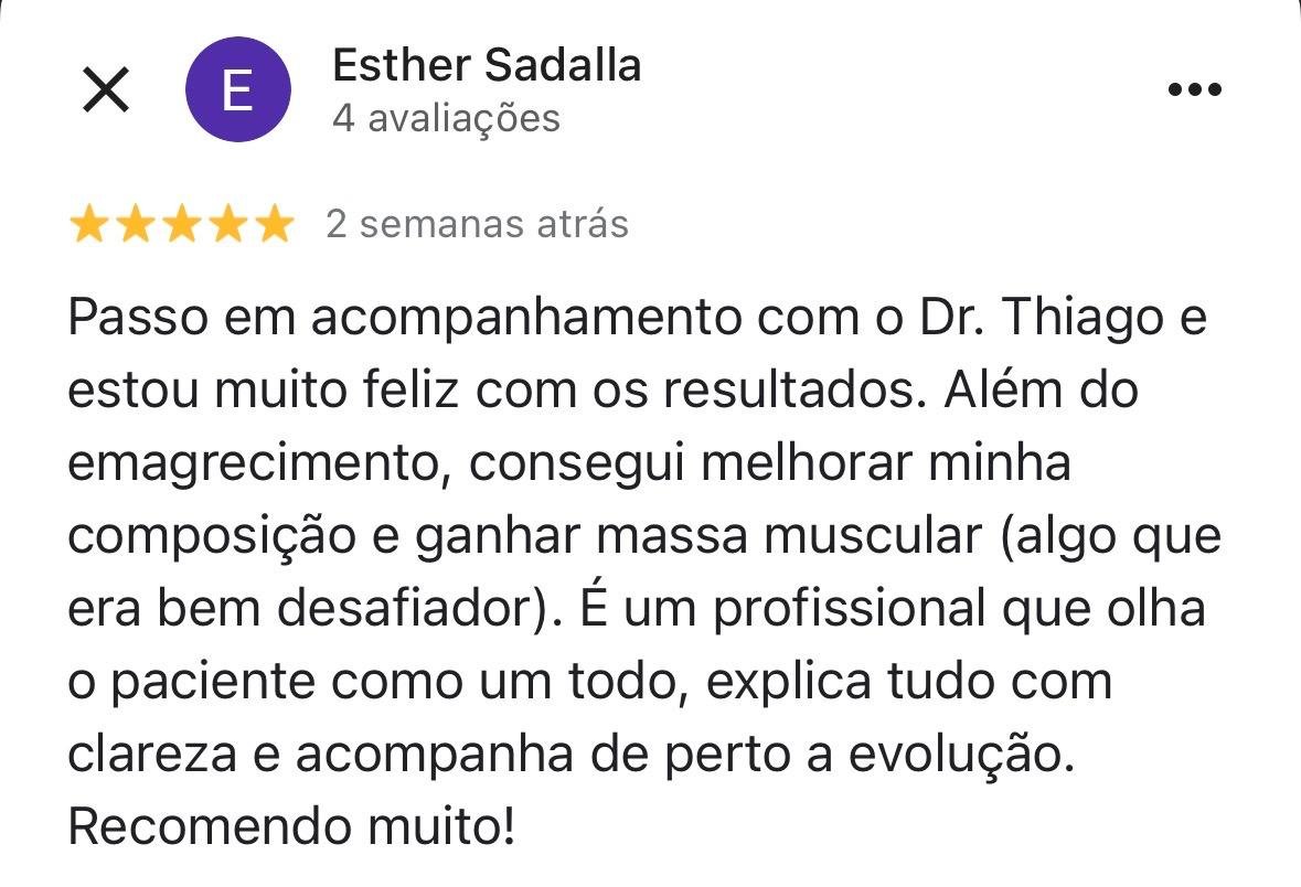 Avaliação de paciente no Google